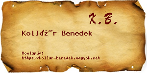 Kollár Benedek névjegykártya